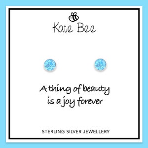 Tiny Aquamarine Stud 3mm earrings, sterling silver, teeny tiny earrings,  birthday earrings, girls earrings, childrens earrings,