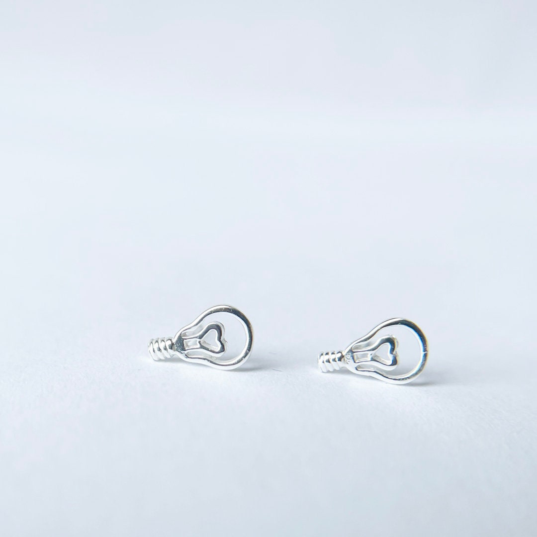 Tiny Lightbulb Silver Earrings Hypoallergenic Tiny Earrings - Etsy