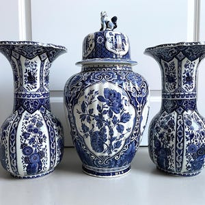 Delfts Blue vases set, made for Sphinx by Boch - 1950’s vintage antique