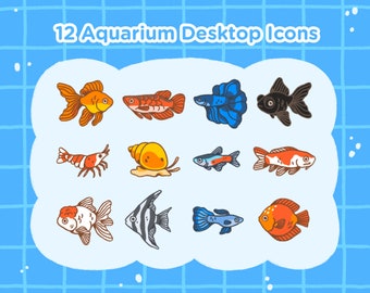 Iconos de escritorio de peces de acuario para Mac y Windows / Descarga digital