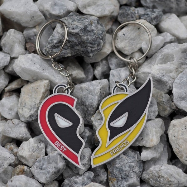 Porte-clés/collier Best Friend Deadpool x Wolverine ~ Plastique imprimé en 3D