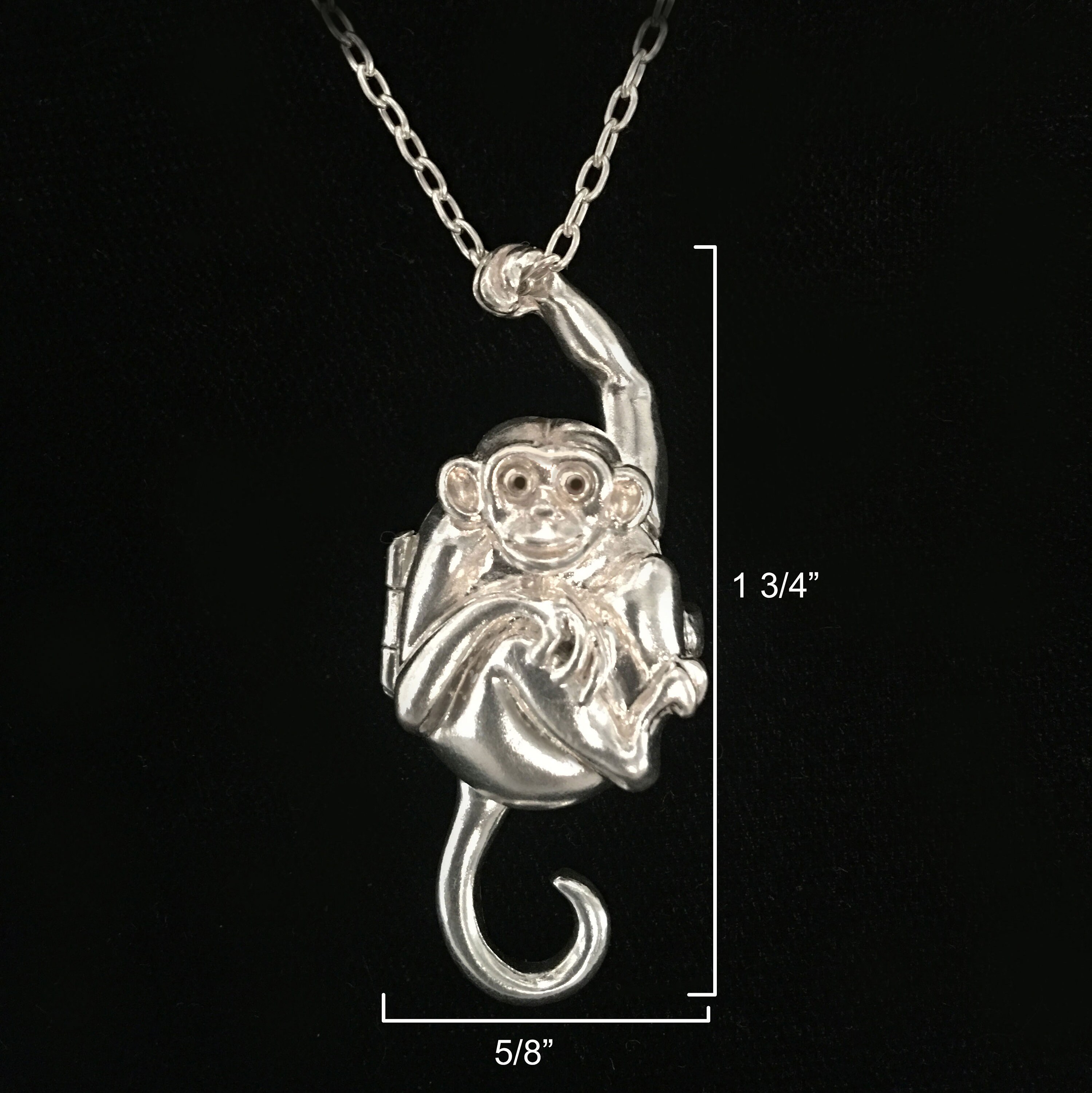 Locket Monkey Monkey Photo Locket Pendant Necklace Sterling Silver Handmade - Etsy