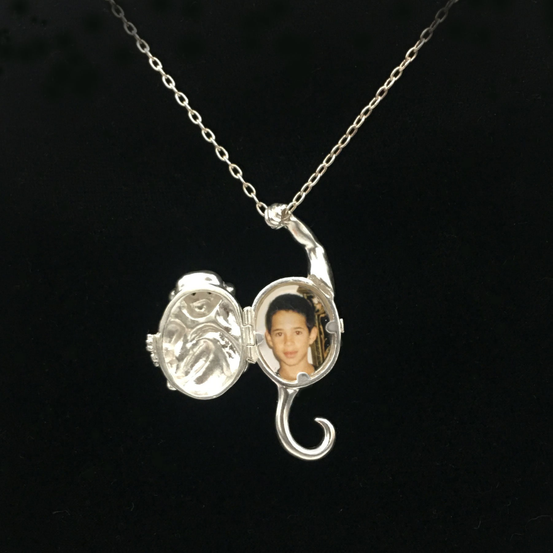 Locket Monkey Monkey Photo Locket Pendant Necklace Sterling Silver Handmade - Etsy