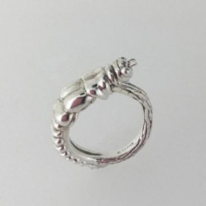 Grasshopper Ring in Sterling Silver Unique Insect Jewelry