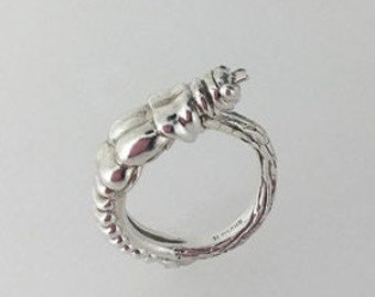 Grasshopper Ring in Sterling Silver Unique Insect Jewelry