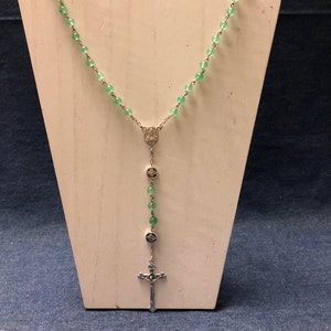 Green and Silver Celtic Beaded Rosary
