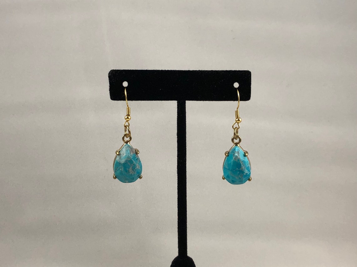 Retro Blue Natural Stone Earrings main image 1