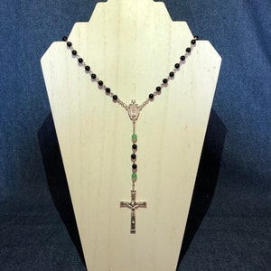 Black and Green Glass Bead Rosary