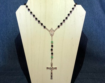 Black and Green Glass Bead Rosary