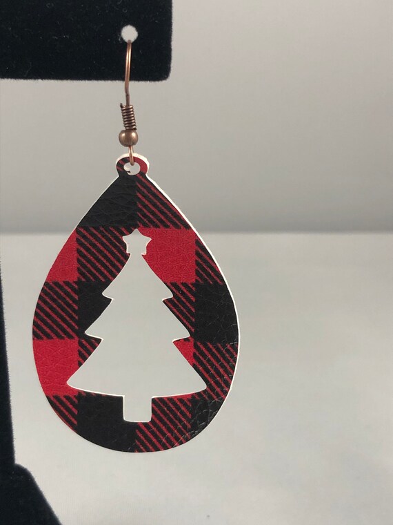 Christmas leather earrings deals