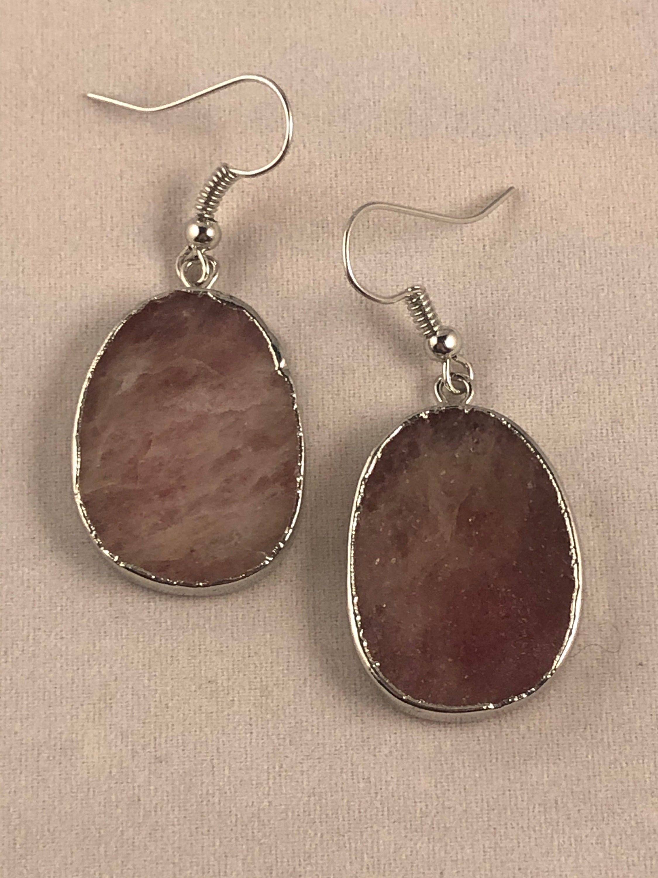 Pendientes de piedras preciosas rosas y de plata, pendientes de cuarzo ...