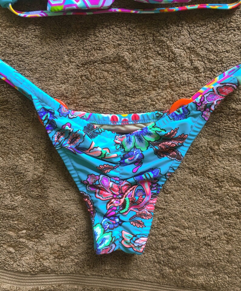 String Bikini, Cheeky Bottoms, Designer Bikini, Unique, Colorful, Oneof
