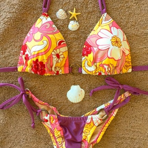 String Bikini, Handmade Bikini, Triangle Top, One of a kind