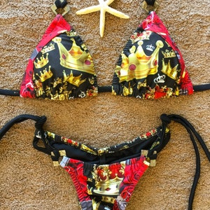 String Bikini, Handmade Bikini, Cheeky Bikini,Contrasting Fabrics