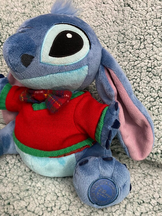 Disney Christmas Holiday Stitch 10 Sitting Plush Red Sweater, Plaid Bow Tie  2013 Disney Store Lilo and Stitch Plush -  Australia