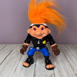 Battle Trolls Officer PaTroll Orange Hair Troll Figure (1992 Hasbro) Muscle Trolls