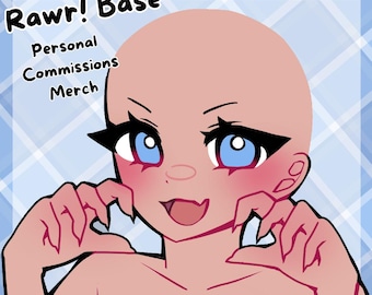 Cute DIY Anime Girl Rawr! Base for Adopts, Emotes, Comms, Etc.| Digital File | PSD and PNG