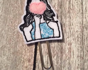 Lady With Pink Heart Planner Clip / Bookmark