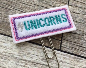 Felt Appliqué Unicorns Planner Clip/Bookmark