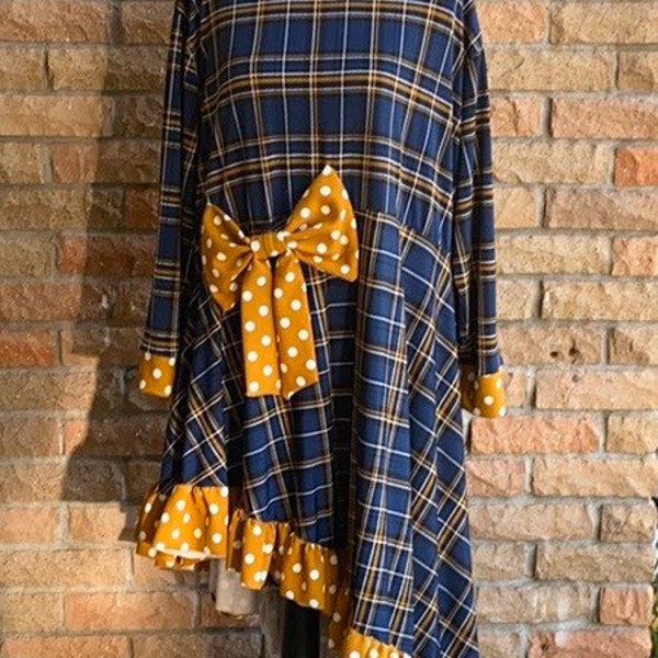 Modest Ladies Tunic w/Ruffles & Detachable Bow (Bow NOT Included)