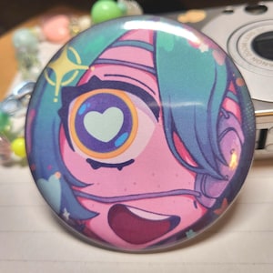 Hatsune Miku monitoring button || miku deco27 sketchy colorful pin button badge