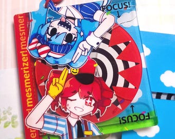 Mesmerizer vocaloid Miku and Teto keychain || 2.25" acrylic cd spinning keychain