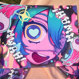 Hatsune Miku monitoring 11x14 print || miku deco27 sketchy colorful large art print