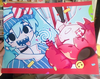 Mesmerizer Miku and Teto print! || 11x14" or 7x9" vocaloid art print wall art