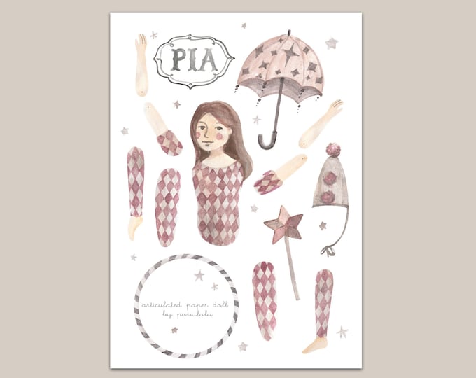 dig download printable PIA Tightrope Dancer Circus paper doll Circus bithday Party craft for Kids Ballet diy toys craft Paper craft printable