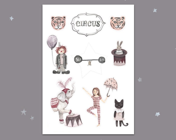 dig download CIRCUS printable Caketopper Circus Decoration Children's Birthday Party Crafts Girls Boys Gifts Circus Birthday Clown