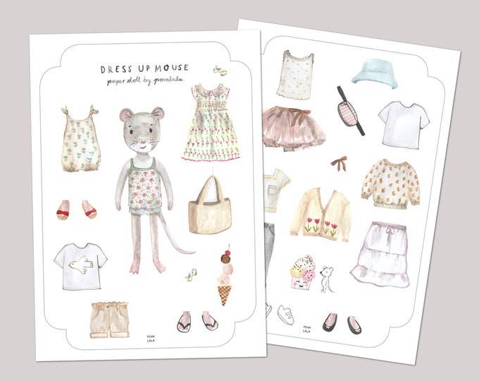 paper doll DRESS UP MOUSE dig download dress up doll printable povalala mouse children play dress-up doll diy summer craft basteln vacation