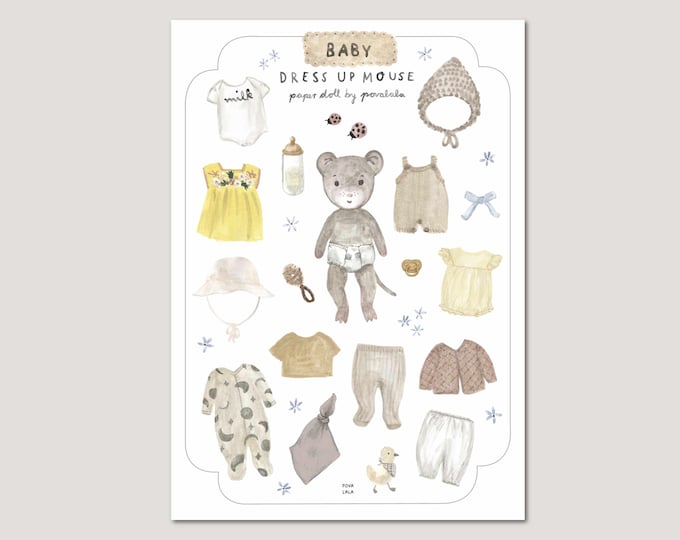 printable paper doll BABY MOUSE