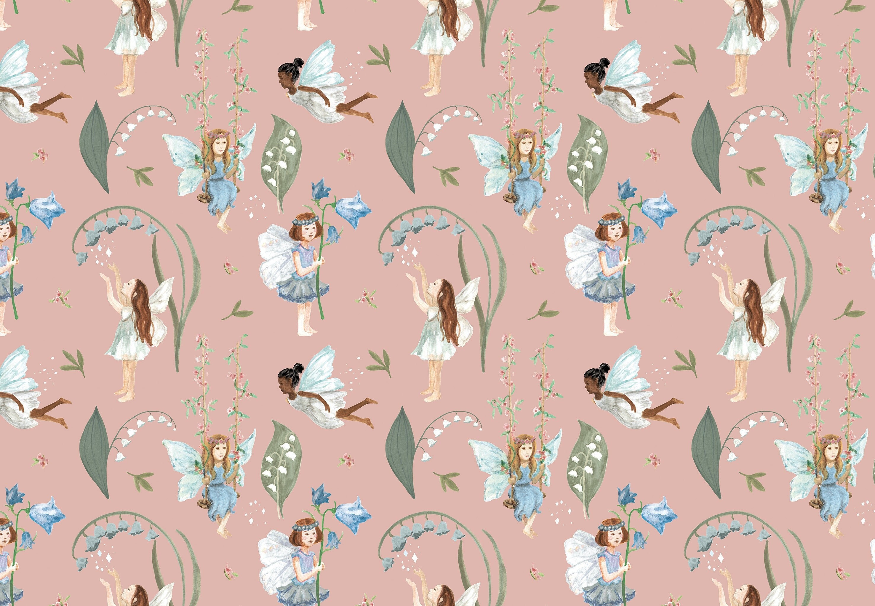 3 x wrapping paper FAIRIES fairies girls birthday gift elves