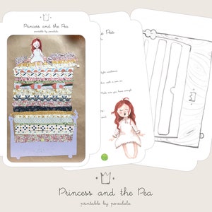 printable PRINCESS on the PEA paper doll play craft fairytale girl children dig download paper craft design diy poster collage