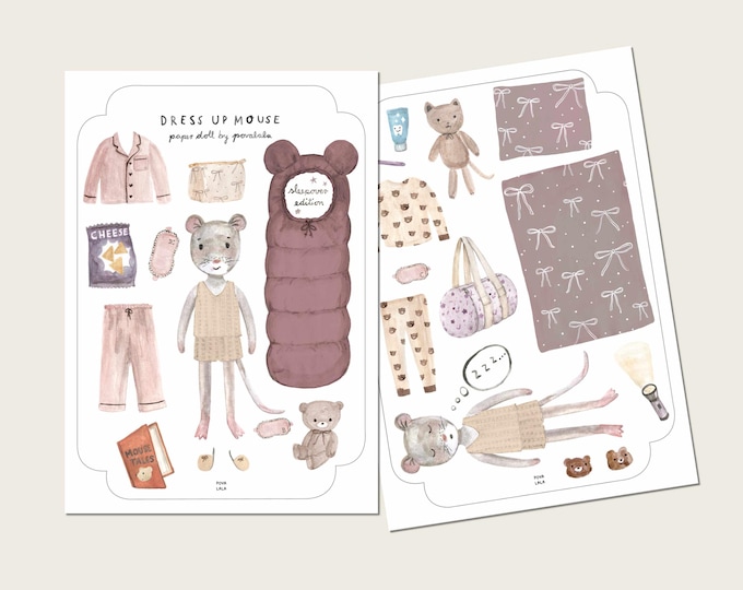 printable paper doll DRESS UP MOUSE autumn edition