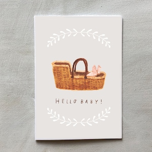 Klappkarte HELLO BABY Kinderzimmer Mädchen Jungen Geburt Geburtstag Kinder A6  Illustrationen Povalala Aquarell Neugeborenes Glückwunsch