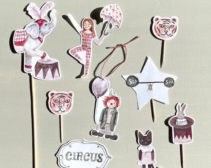 printable Caketopper CIRCUS birthday decoration Circus children's birthday craft Circus birthday Clown cupcake craft circus printable