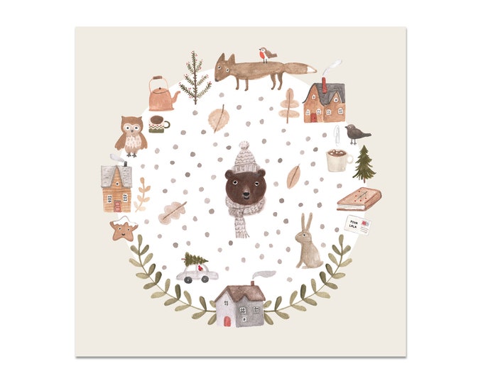 printable WINTER TIME poster christmas time Povalala illustrations Christmas decoration xmas decoration christmas kids winter decorations