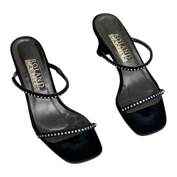 Vintage 90s 'roland Cartier' Black Heeled Sandals (size UK 5 EU 38 US 7.5)  - Etsy