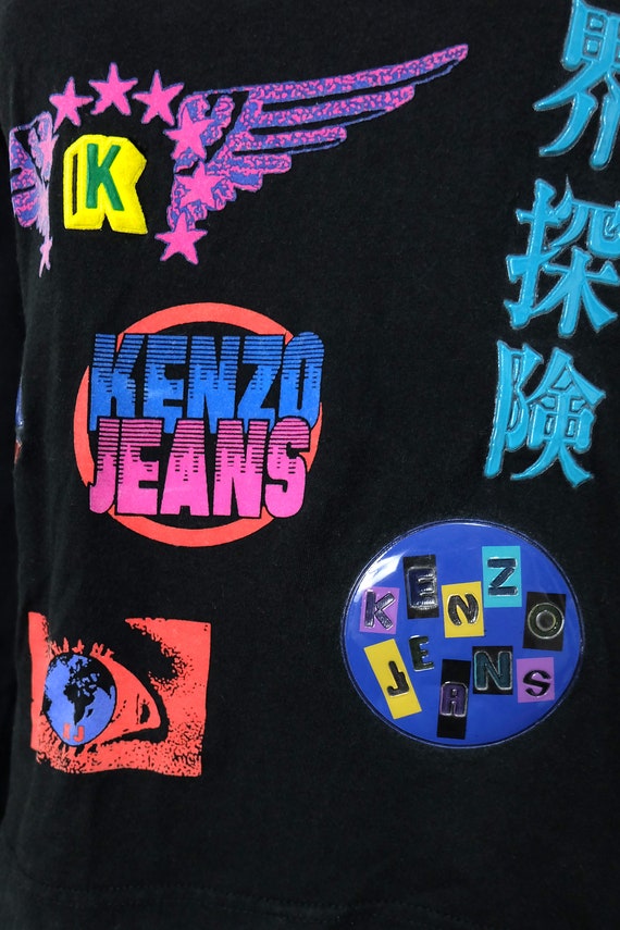 80s〜 KENZO long sleeve shirt 90s KENZO Red Sheer MESH Longsleeve Top With JAPANESE Floral