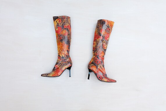 Vintage 00s 'El Dantes' Puzzle Knee-High Boots (Si