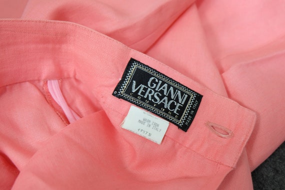 Vintage 80s 'Gianni Versace' Pink Linen Trousers - image 6