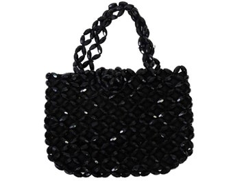 Vintage 60s Black Beaded Handbag