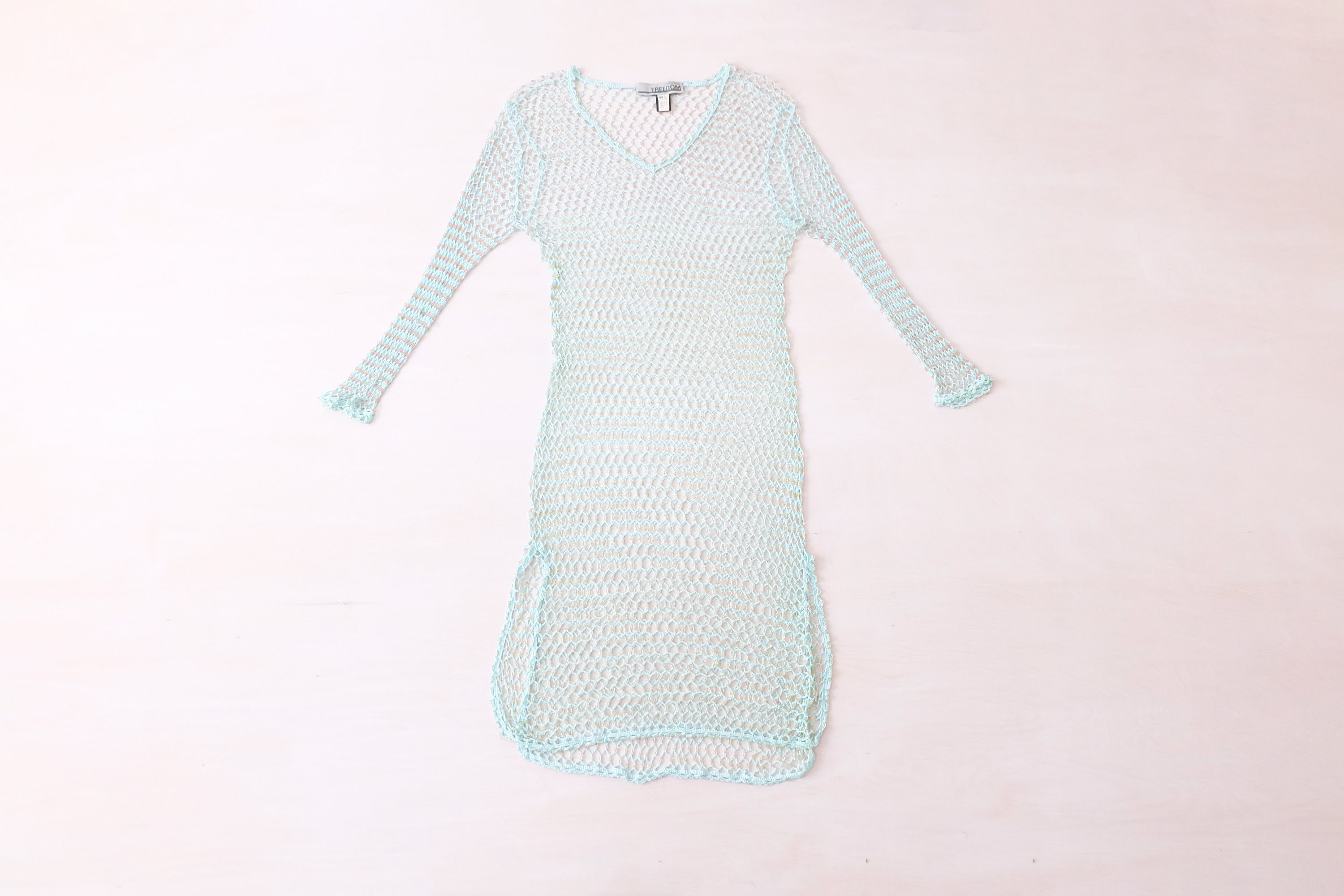 Image of Vintage S "Cavalli' Light Blue Knotted Mesh Dress