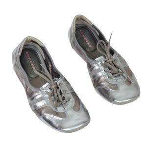 Vintage 00s 'prada' Metallic Trainers (size UK 3 EU 36 US