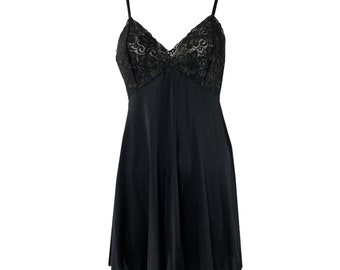 Vintage 90s Black Nightie Slip Dress