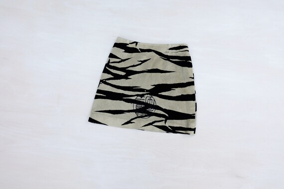 Vintage 90s 'Kenzo' Velvet Animal Print Mini Skirt