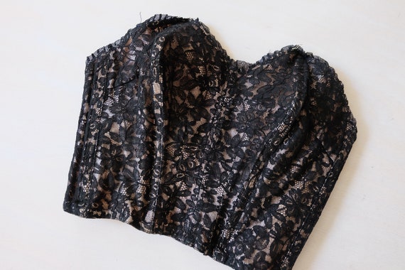Vintage 50s Black Lace Bustier Top