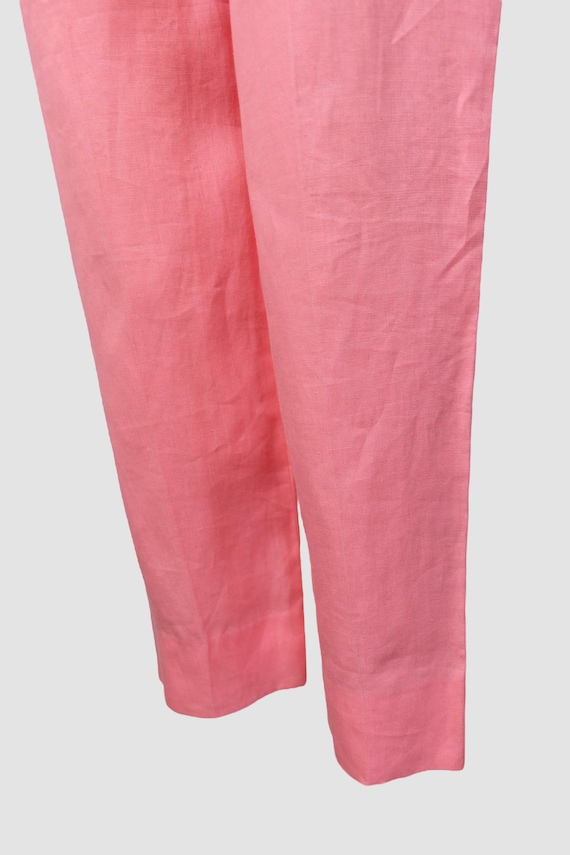 Vintage 80s 'Gianni Versace' Pink Linen Trousers - image 4