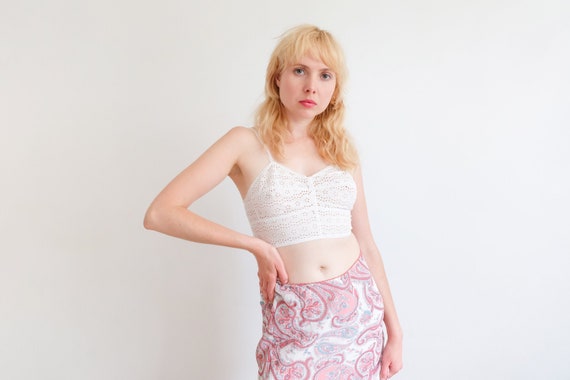 Vintage 60s White Cotton Bralette Top